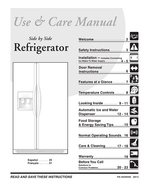 frigidaire fridge manual